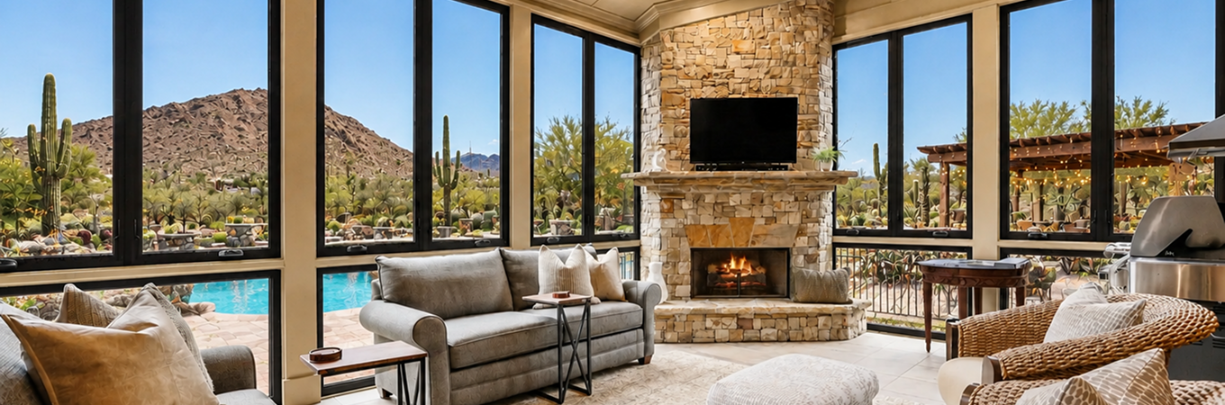 Window and door installation in a luxury desert home