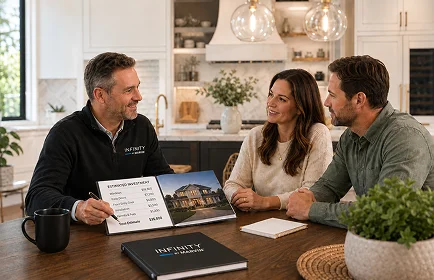 Consultant reviewing replacement costs with homeowners